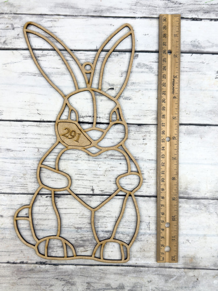 BULK Style 291 Bunny and Heart Laser Cut Outline Frame Blank