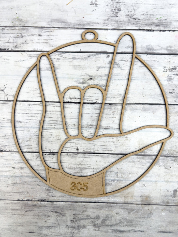 BULK Style 305 I Love You ASL Laser Cut Outline Frame Blank