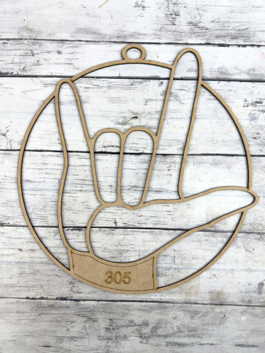 BULK Style 305 I Love You ASL Laser Cut Outline Frame Blank