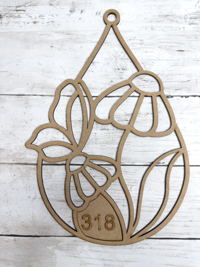 BULK Style 318 Teardrop Flowers Butterfly Laser Cut Outline Frame Blank