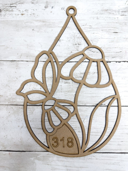BULK Style 318 Teardrop Flowers Butterfly Laser Cut Outline Frame Blank
