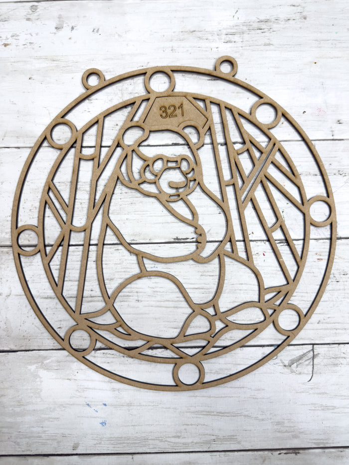 BULK Style 321 Round Panda Bamboo Laser Cut Outline Frame Blank