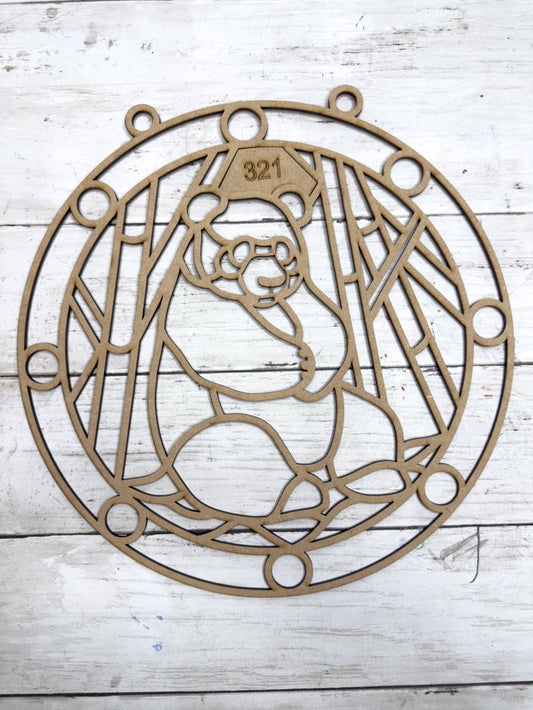 BULK Style 321 Round Panda Bamboo Laser Cut Outline Frame Blank