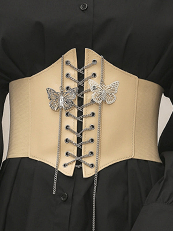 Butterfly Metal Chain Lace-up Shapewear