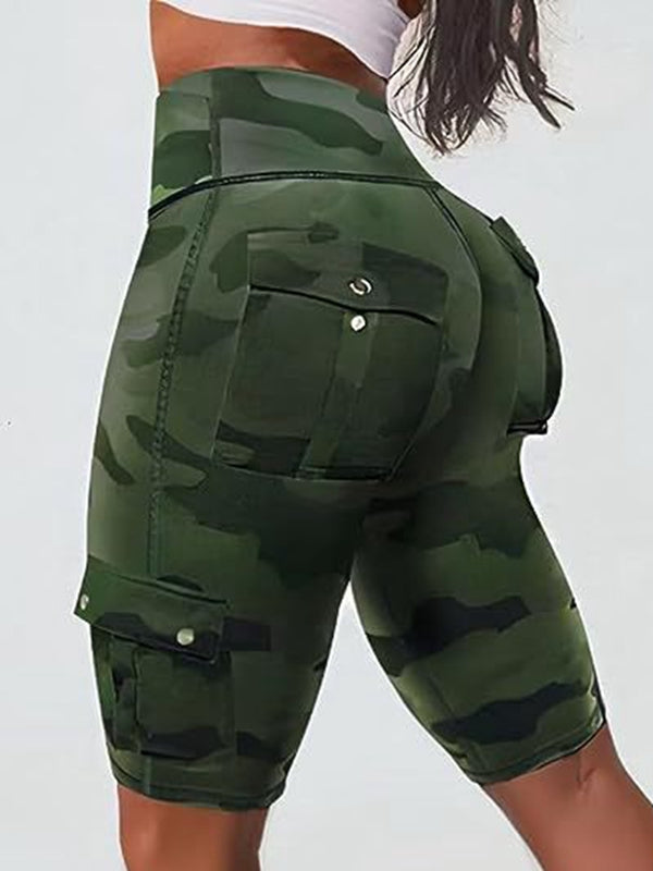Camouflage Tight High Waist Hip Yoga Shorts