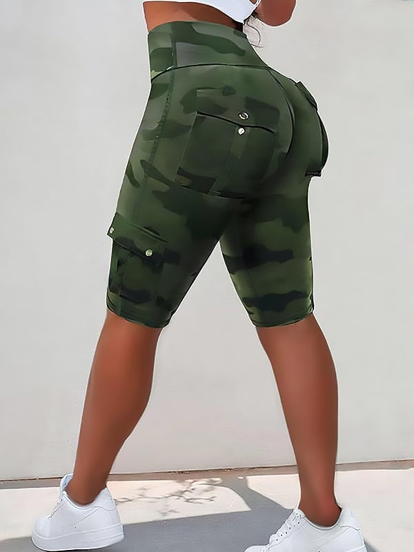 Camouflage Tight High Waist Hip Yoga Shorts