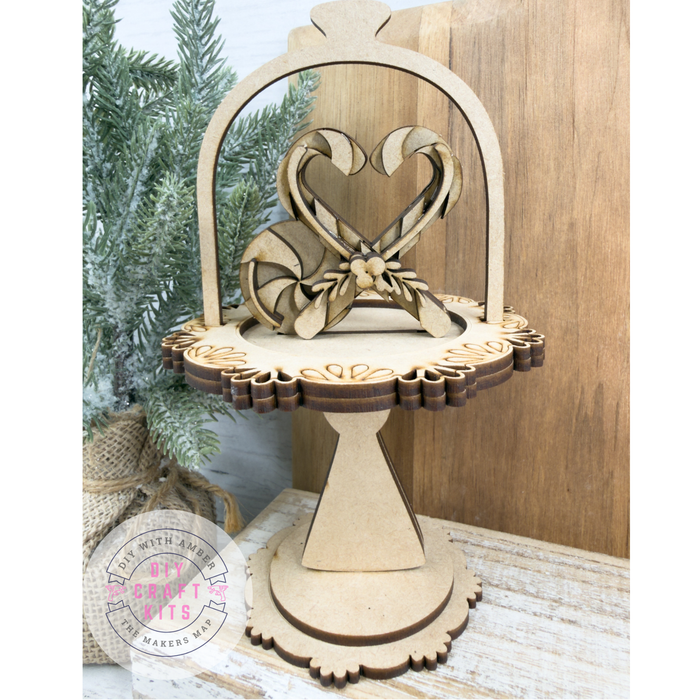 Candy Cane Heart Cloche Cake Display Add on Insert Kit