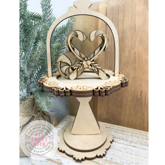 Candy Cane Heart Cloche Cake Display Add on Insert Kit
