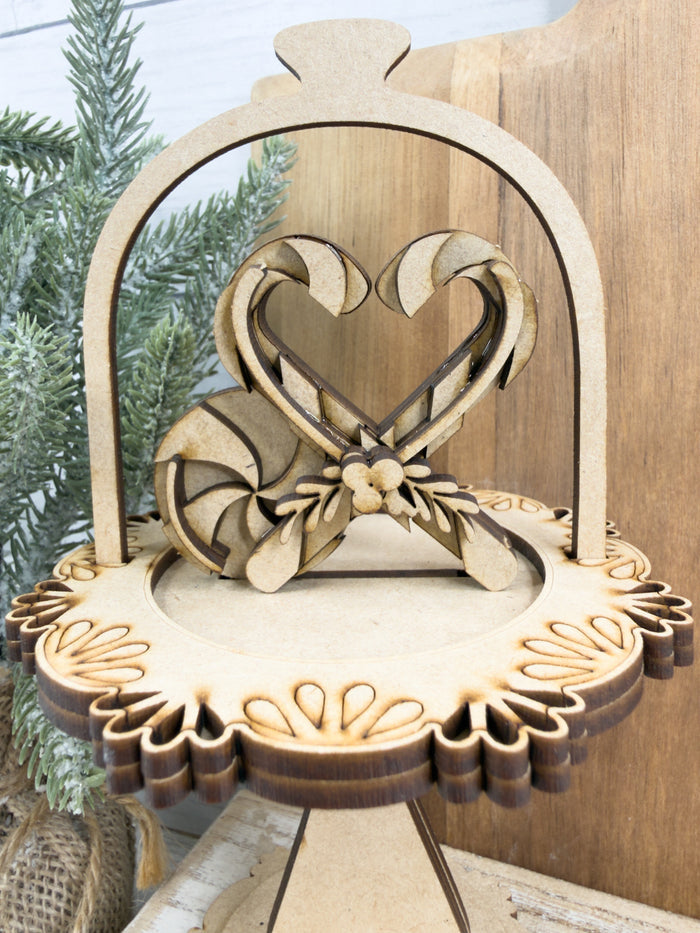 Candy Cane Heart Cloche Cake Display Add on Insert Kit