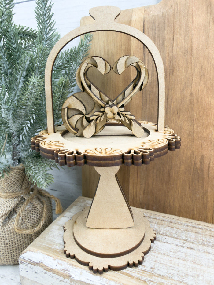 Candy Cane Heart Cloche Cake Display Add on Insert Kit