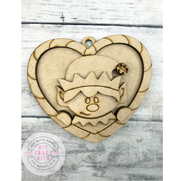 Candy Cane Heart Elf Ornament DIY Kit