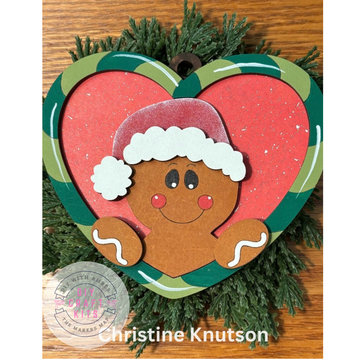 Candy Cane Heart Gingerbread Man Ornament DIY Kit