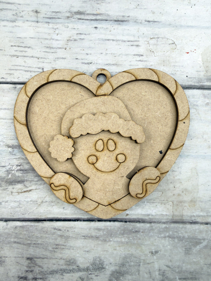 Candy Cane Heart Gingerbread Man Ornament DIY Kit