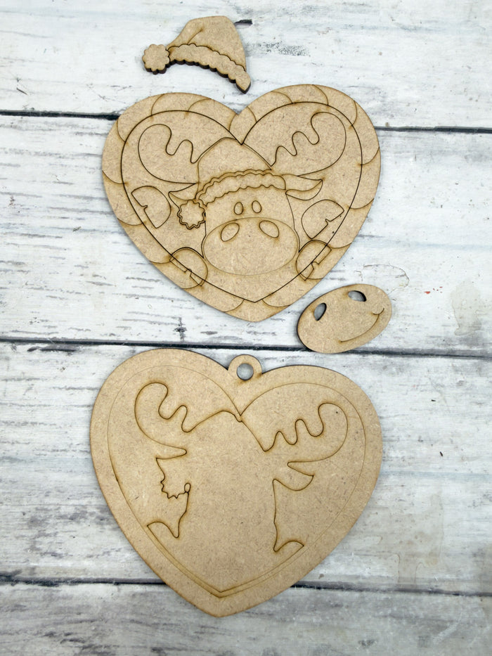 Candy Cane Heart Moose Ornament DIY Kit