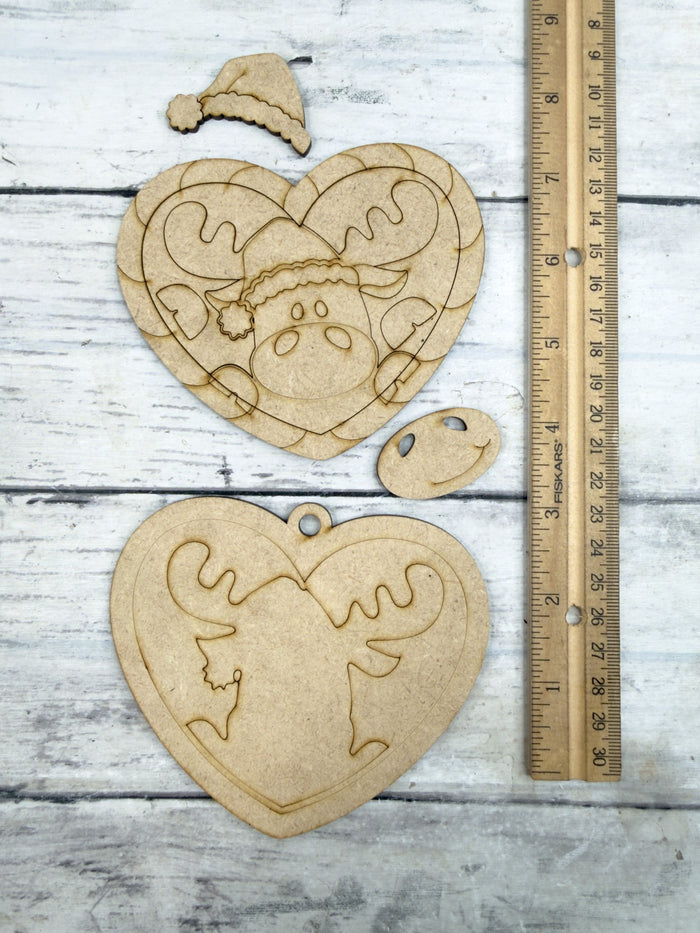 Candy Cane Heart Moose Ornament DIY Kit