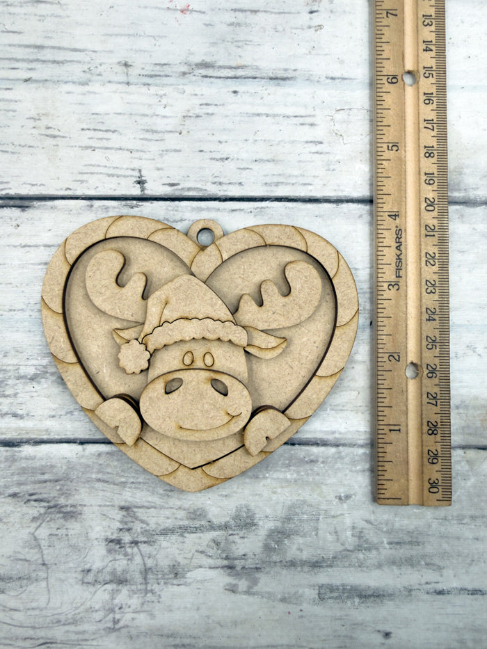 Candy Cane Heart Moose Ornament DIY Kit