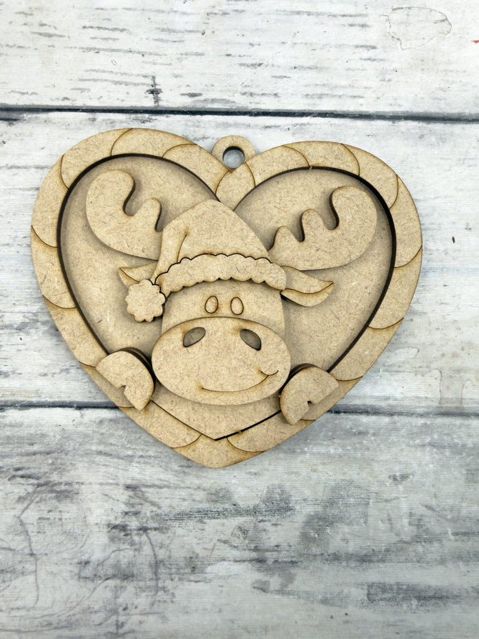 Candy Cane Heart Moose Ornament DIY Kit