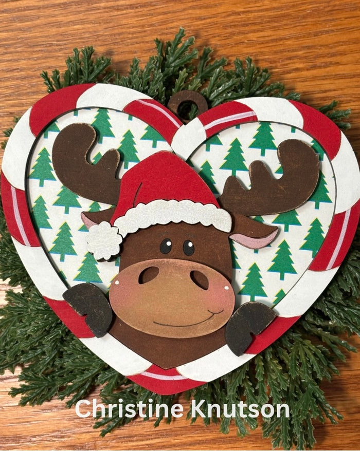 Candy Cane Heart Moose Ornament DIY Kit
