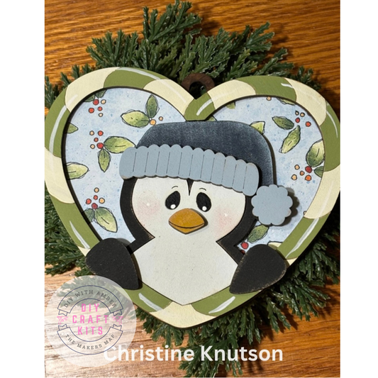 Candy Cane Heart Penguin Ornament DIY Kit