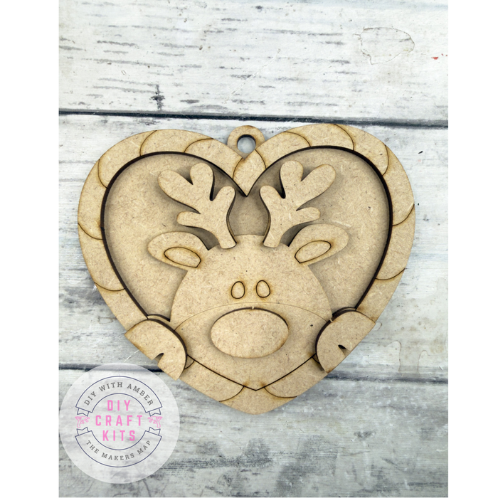 Candy Cane Heart Reindeer Ornament DIY Kit