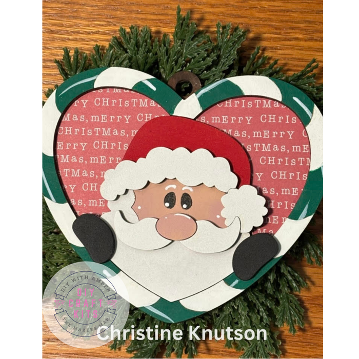 Candy Cane Heart Santa Claus Ornament DIY Kit