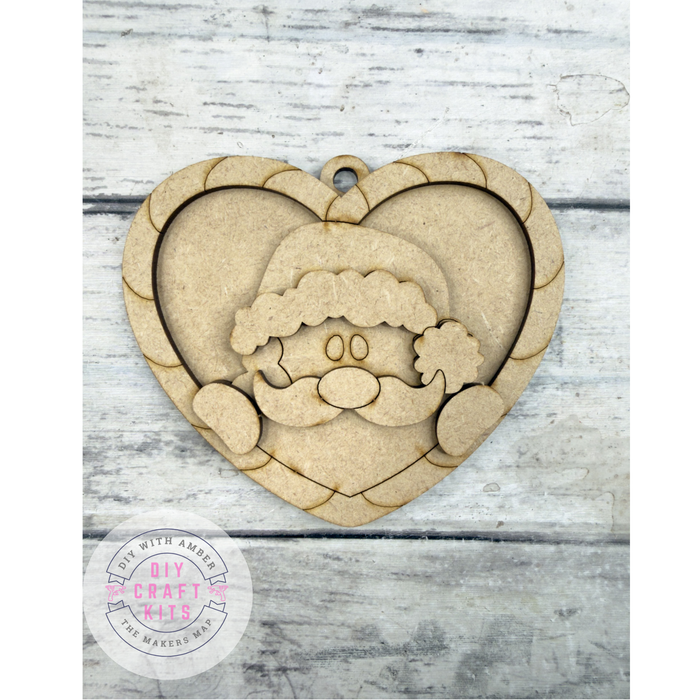 Candy Cane Heart Santa Claus Ornament DIY Kit
