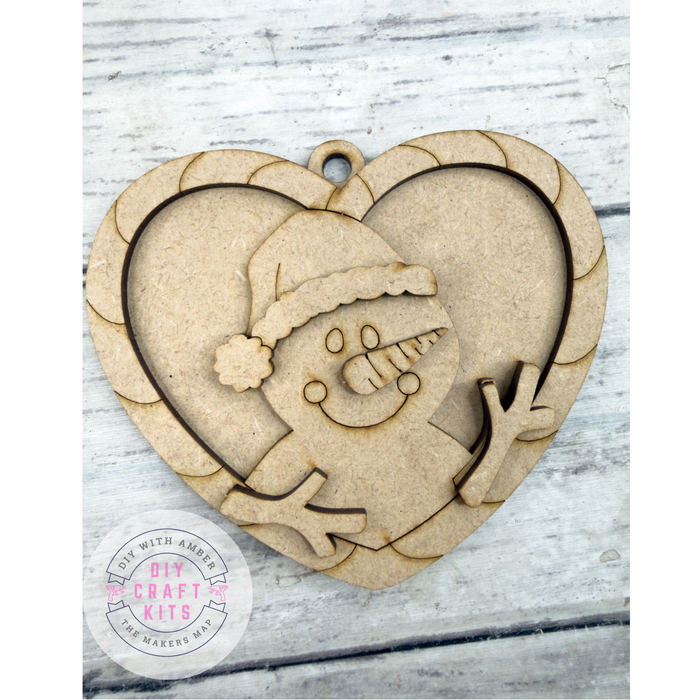 Candy Cane Heart Snowman Ornament DIY Kit