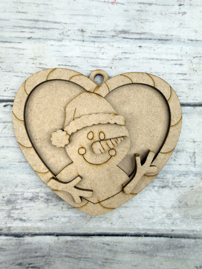Candy Cane Heart Snowman Ornament DIY Kit