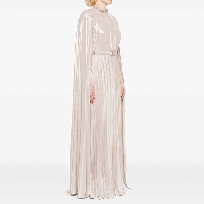 Cape-design Maxi Dress Champagne Prom Dress
