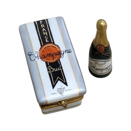 Champagne Bottle Limoges Box Porcelain Limoges Wine French Trinket Box