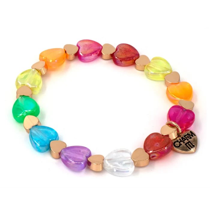 Charm It - Bracelet - Rainbow Heart Stretch