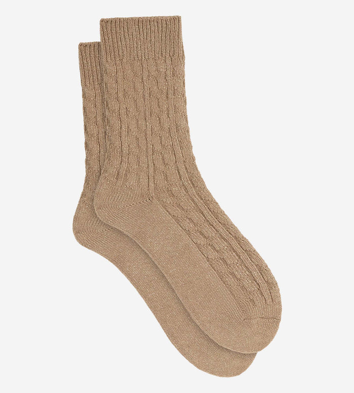 Chaussettes côtelées beige La Mode