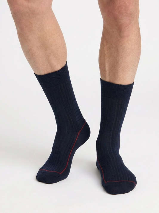 Chaussettes homme coton bleu marine La Mode Côtelée