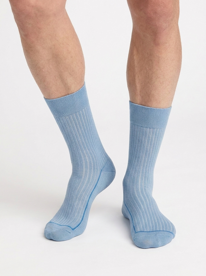 Chaussettes homme coton Bleu Océan La Mode Côtelée