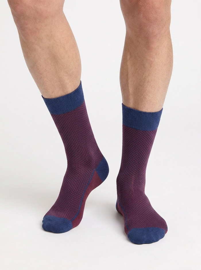 Chaussettes homme coton rouge grenat La Mode