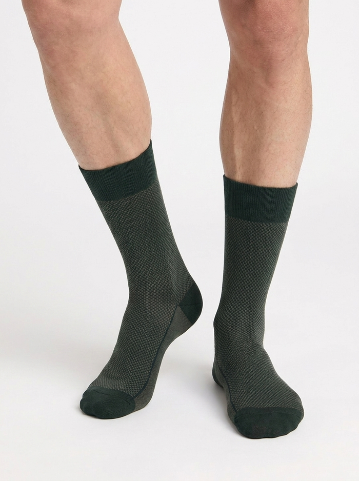 Chaussettes homme coton vert écossais La Mode
