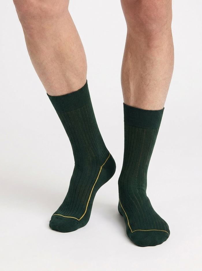 Chaussettes homme coton vert olive La Mode Côtelée