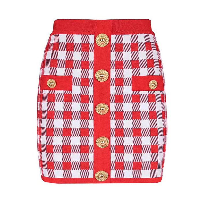Checked Suit Chic Knit Crop Top+Short Skirt+Cardigan Coat Mini Dress Set
