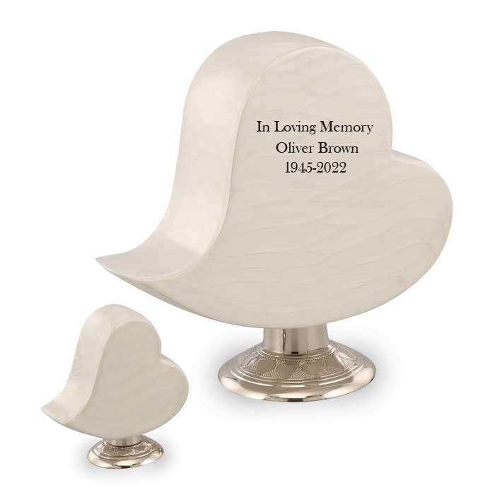 Cheerful Heart Cremation Urn - White - IUFH159