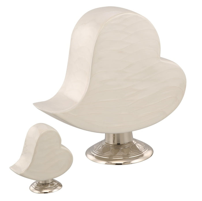 Cheerful Heart Cremation Urn - White - IUFH159