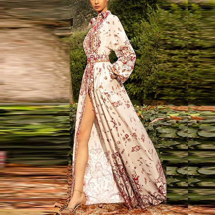 Chic White Floral Maxi Dress For Women Trendy Holiday Dress
