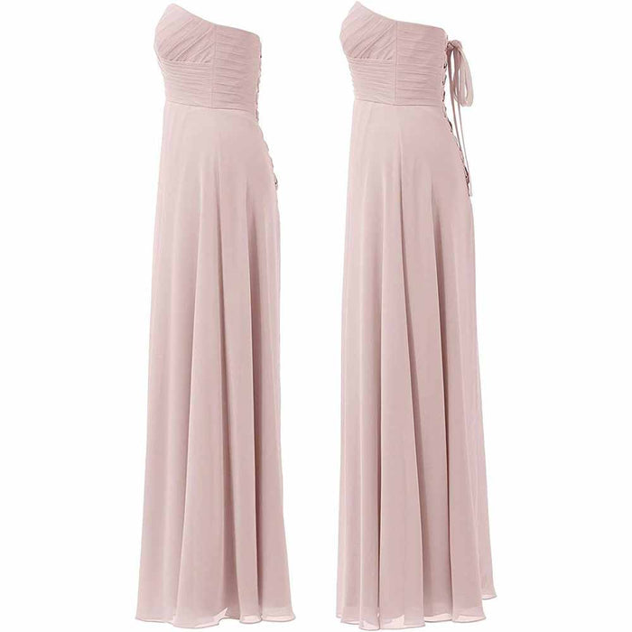Chiffon Bridesmaid Dresses Long Strapless Ball Gown Wedding Guest Dress A-Line Formal Evening Dress