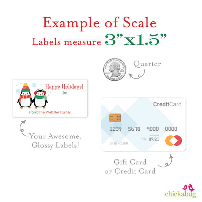 Chilly Penguins "Happy Holidays" Gift Labels