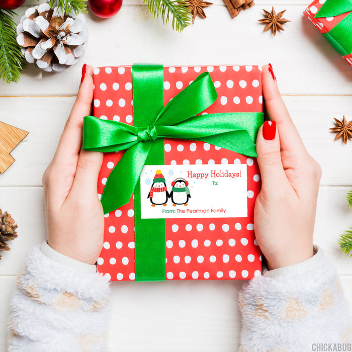 Chilly Penguins "Happy Holidays" Gift Labels
