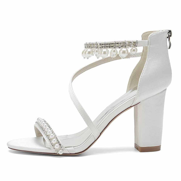 Elegant S&DCo. heels with pearl accents, perfect shoes for wedding occasions