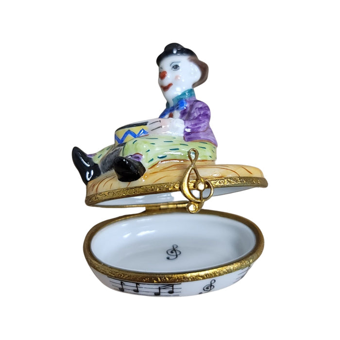 Circus Clown Drum Trinket Box Porcelain Limoges Circus Clown French Trinket Box