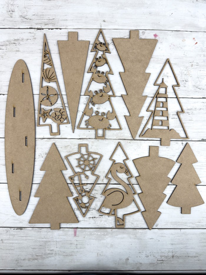 Coastal Winter Trees Outline Sitter DIY Kit