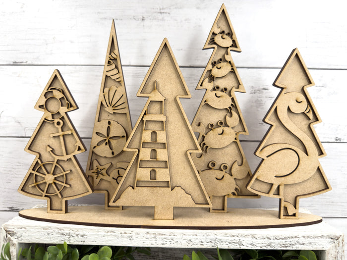 Coastal Winter Trees Outline Sitter DIY Kit