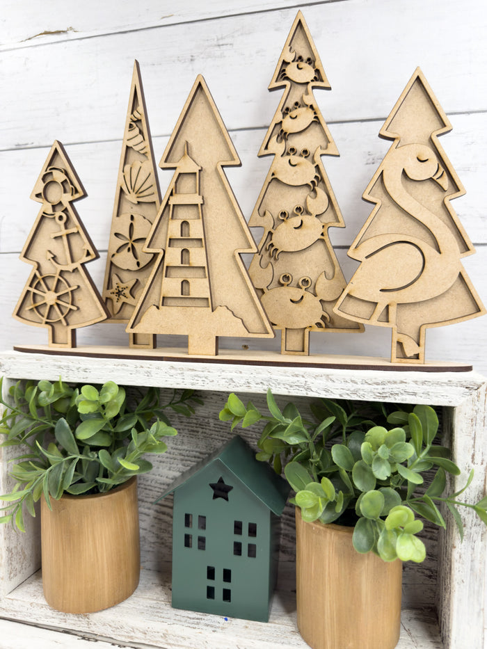 Coastal Winter Trees Outline Sitter DIY Kit