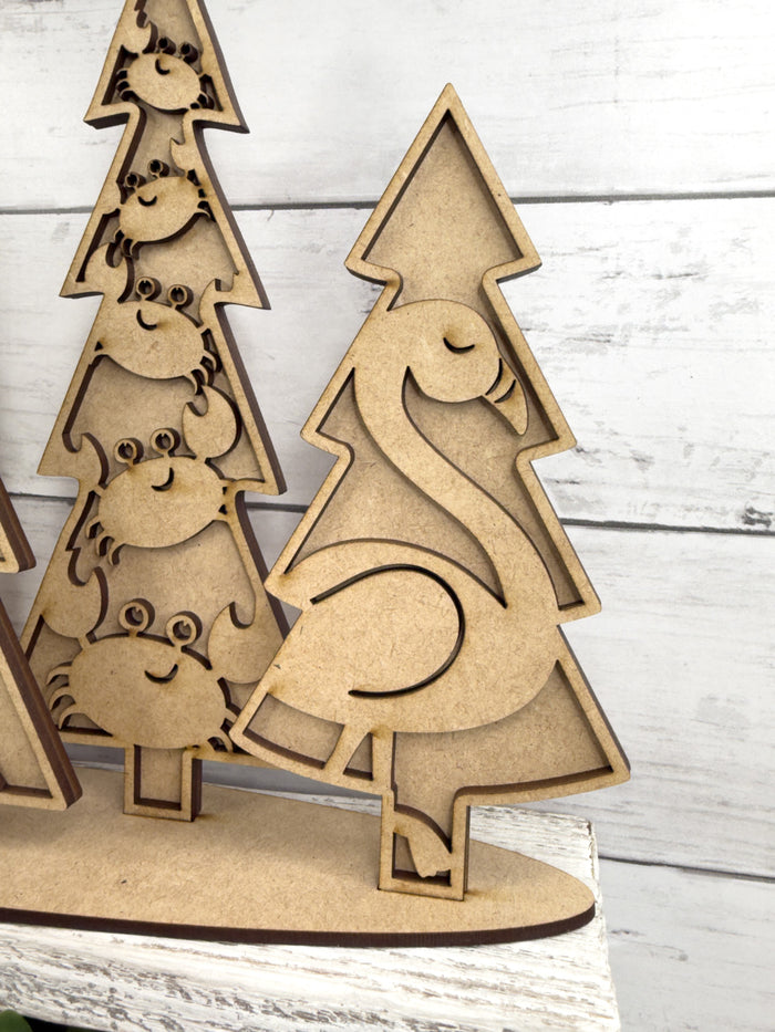 Coastal Winter Trees Outline Sitter DIY Kit